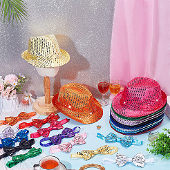 24Pcs Adjustable Polyester Bow Ties & Cotton Sequin Hat Sets&nbsp;AJEW-WA0001-97