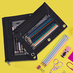 4Pcs 2 Colors Rectangle Polyester Mesh Pen Bags&nbsp;AJEW-CP0008-04B