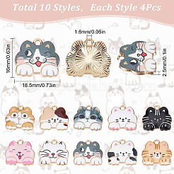 40Pcs 10 Colors Rack Plating Alloy Enamel Pendants&nbsp;ENAM-SC0003-10