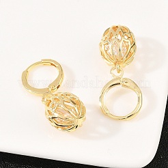 Hollow Oval Brass Clear Cubic Zirconia Leverback Earrings&nbsp;EJEW-H182-04A-G