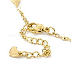 PVD Vacuum Plating 304 Stainless Steel Heart Link Anklet with Cable Chains for Women&nbsp;STAS-E001-18G