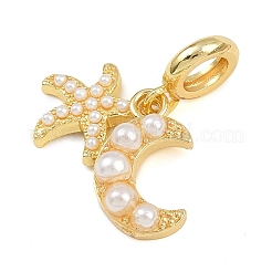 Brass Starfish Moon European Dangle Charms&nbsp;KK-I352-15G