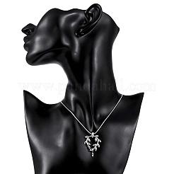 Fashion Popular Silver Color Plated Brass Snake Chain Branch Pendant Necklaces&nbsp;NJEW-BB01574