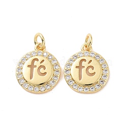 Rack Plating Brass Micro Pave Clear Cubic Zirconia Pendants&nbsp;ZIRC-C042-02G