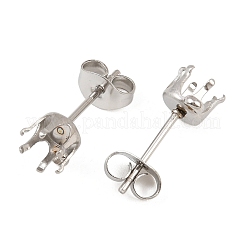 304 Stainless Steel Flat Round Stud Earring Findings&nbsp;STAS-D389-04D-P