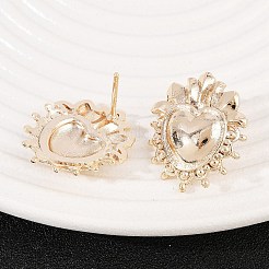 Brass Heart Stud Earrings&nbsp;EJEW-Z131-01KCG