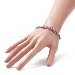 3Pcs 3 Style Natural Amethyst & Glass Seed Beaded Stretch Bracelets Set for Women&nbsp;BJEW-JB09171-05