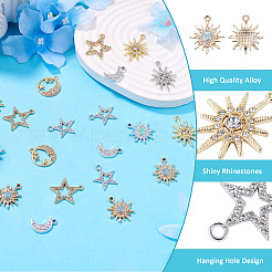 40Pcs 8 Styles Alloy Rhinestones Pendants&nbsp;FIND-TA0010-80