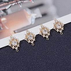 8Pcs Brass Clear Cubic Zirconia Connector Charms&nbsp;ZIRC-BBC0001-37