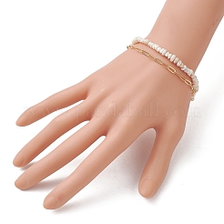 Brass Paperclip Chain with Natural Cultured Freshwater PearPotato Beaded Necklaces&nbsp;NJEW-JN05945