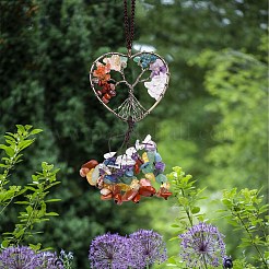 Wire Wrapped Chips Natural Gemstone Big Pendant Decorations&nbsp;HJEW-SZ0001-25D