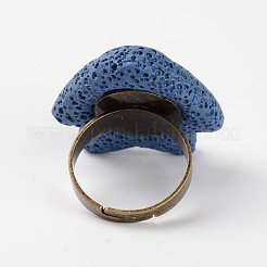 Adjustable Fish Lava Rock Gemstone Finger Rings&nbsp;RJEW-I015-11