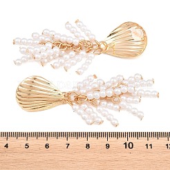 Alloy with Plastic Pearls Stud Tassel Earrings&nbsp;EJEW-Z172-06G-04