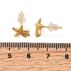 Brass Micro Pave Clear Cubic Zirconia Stud Earrings&nbsp;EJEW-C158-13A-G
