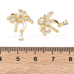 Brass Micro Pave Clear Cubic Zirconia Pendants&nbsp;KK-T080-22G