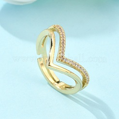 Adjustable Brass Micro Pave Clear Cubic Zirconia Finger Rings&nbsp;RJEW-S044-140-NF