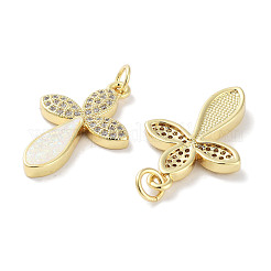 Brass Micro Pave Clear Cubic Zirconia Pendants&nbsp;KK-L213-029G