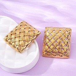 304 Stainless Steel Woven Stud Earrings&nbsp;EJEW-R027-04G-01