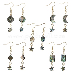 Natural Paua Shell Dangle Earrings for Women&nbsp;EJEW-JE07077
