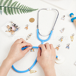 20Pcs 10 Styles Cat Alloy Enamel Stethoscope Pendant Decorations&nbsp;HJEW-GA00056