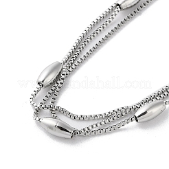 Non-Tarnish 304 Stainless Steel Box Chain Necklaces&nbsp;NJEW-M213-02P