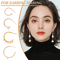16Pcs 4 Style Brass Ring Stud Earring Findings&nbsp;KK-BC0013-48