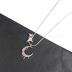 201 Stainless Steel Moon & Star Pendant Necklaces for Women Men&nbsp;WGAFFBE-01