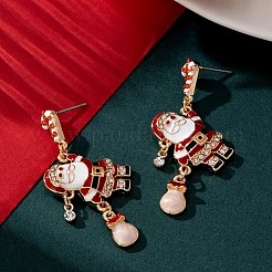 Alloy Enamel Santa Claus Dangle Stud Earrings&nbsp;FS-WGFB69C-01