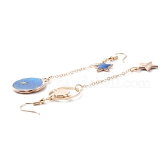 Blue Enamel Planet with Star Asymmetrical Earrings&nbsp;EJEW-WJ0017-07E