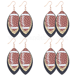 4Pair Rugby Leather with 304 Stainless Steel Dangle Earring&nbsp;EJEW-CL00002