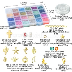 DIY Round Glass Seed Beads & Alloy Charms Bracelet Making Kits&nbsp;DIY-FS0007-19