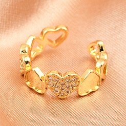 Brass Micro Pave Cubic Zirconia Cuff Rings for Women&nbsp;RJEW-Z113-20G