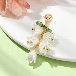 Flower ABS Plastic Imitation Pearl Pendant Decorations&nbsp;HJEW-TA00111