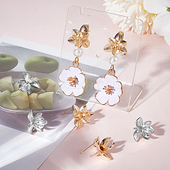 16Pcs 2 Colors Brass Stud Earring Findings&nbsp;KK-BBC0028-76