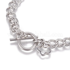 Tarnish Resistant 304 Stainless Steel Curb Chain Bracelets&nbsp;BJEW-I274-11S