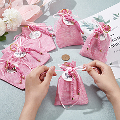 Rectangle Polyester Imitation Burlap Packing Pouches Drawstring Bags&nbsp;ABAG-AB00002