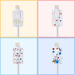 4 Pairs 4 Style TPU Data Cable Protective Sleeve&nbsp;AJEW-HY0001-31