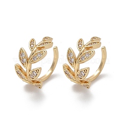 Brass Micro Pave Clear Cubic Zirconia Cuff Earrings&nbsp;X-EJEW-I249-11G