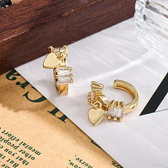 Rack Plating Brass Micro Pave Clear Cubic Zirconia Cuff Earrings for Women&nbsp;EJEW-C125-24D-G