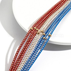 American Flag Style Red Blue White Imitation Leather Cord Bracelet&nbsp;PW-WG35B3F-01