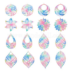 32Pcs 8 Style Spray Painted 430 Stainless Steel Filigree Big Pendants&nbsp;STAS-BY0001-14