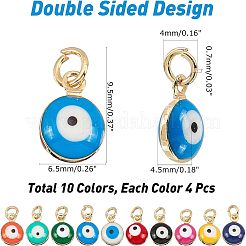 40Pcs 10 Colors Real 18K Gold Plated Plated Brass Enamel Beads&nbsp;KK-NB0001-45