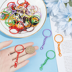 54Pcs 9 Colors Spray Printed Iron Keychain Clasps&nbsp;FIND-SC0022-77