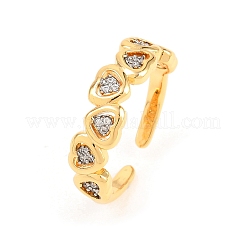 Brass Micro Pave Clear Cubic Zirconia Cuff Open Rings&nbsp;RJEW-T028-01B-G