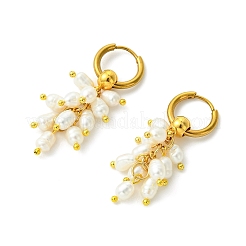 Natural Cultured Freshwater Pearl Cluster Hoop Earring for Women&nbsp;EJEW-JE07187-01