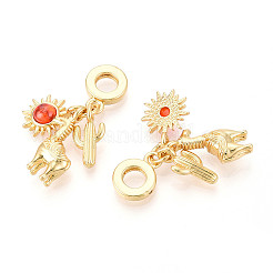 Brass Glass European Dangle Charms&nbsp;KK-N271-14G