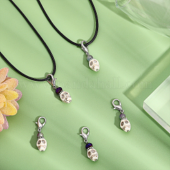50Pcs 2 Style Halloween Synthetic Magnesite Skull Pendants Decorations&nbsp;HJEW-CA0001-62