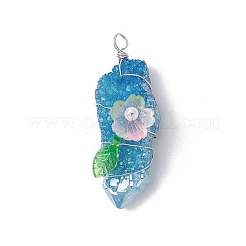 Electroplated Raw Natural Quartz Crystal Teardrop Copper Wire Wrapped Pendants&nbsp;PALLOY-JF03842-02