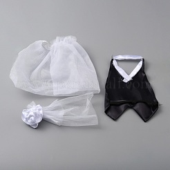 Organza & Cloth Bride and Groom Wine Bottle Cover&nbsp;AJEW-WH0258-263