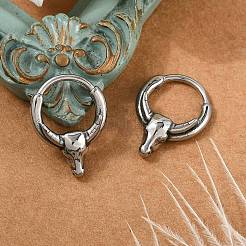 Cattle Head 316 Surgical Stainless Steel Hoop Earrings&nbsp;EJEW-G416-25AS